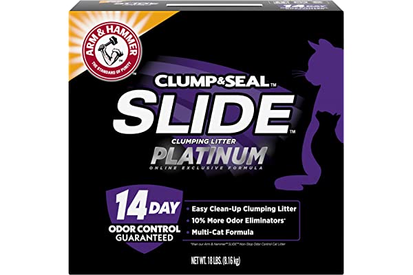 Arm & Hammer Platinum Slide Easy Clean-Up Clumping Cat Litter - Litera para gatos de fácil limpieza, multigato, 18 libras